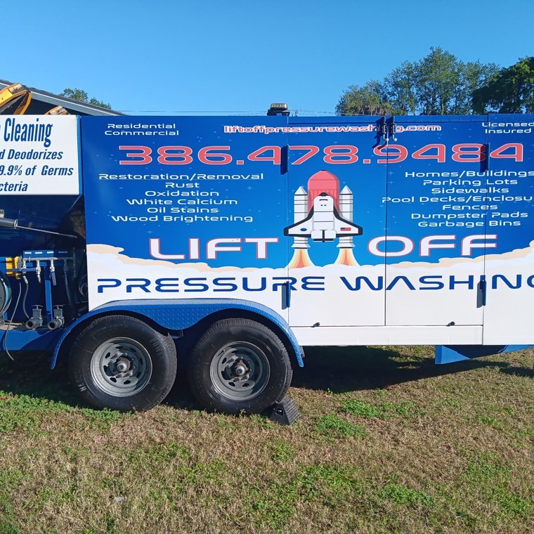 The Lift Off Pressure Washing trailer rig